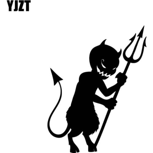 YJZT 9.6*12.4CM Bad Naughty Evil Small Devil Covering The Body Silhoutte Cool Car Sticker Decal Black/Silver Vinyl C20-1631