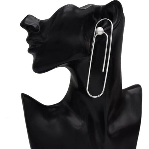 1 PC Gold Metal Geometric Shape Drop Earrings for Women Bridal Wedding Pearl Earrings Cocktail Party Charm Bijoux Gift