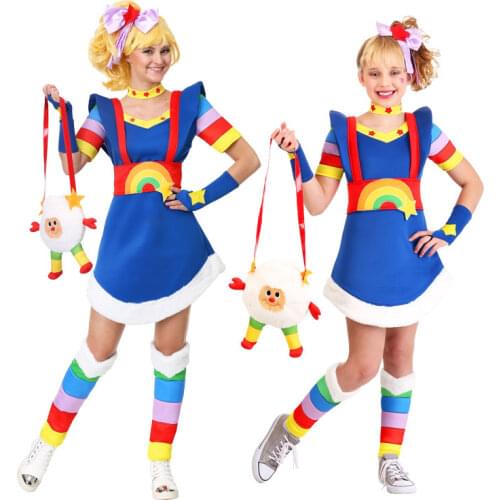 Women Halloween Easter Carnival Adult Cosplay costume Mahou Shoujo Rainbow girl Bright cosplay dress