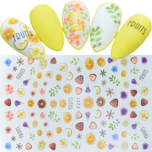 Small Fresh Pattern Nail Stickers Flower Leaf Adhesive Sliders Summer Colorful Nail Art Stickers DIY Manicure Tips