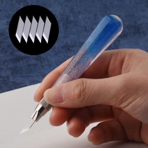1pc High Quality Paper Cutter and 5pcs Blades Cute Small Utility Knife Scrapbook DIY Tools for Engraved Seal Cutting Stickers