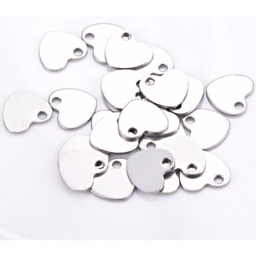 100Pcs/lot Love Stainless Steel Tag Charms 10MM Love Heart Pendant for Jewelry DIY