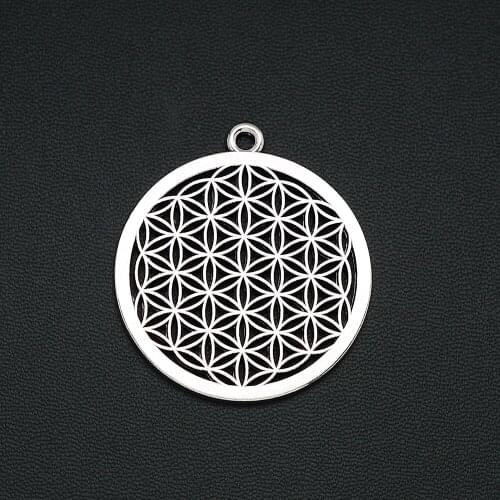 2pcs/Lots 40x45mm Antique Silver Plated Flower Of Life Charms Alloy Metal Big Pendants For DIY Jewelry Making Findings Crafts