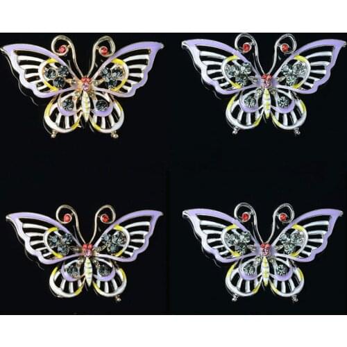 2pcs/lot Metal Butterfly Rhinestones Buttons Flatback Cute DIY Decorative for Brooch Pin Dress Coat Bag Alloy Badge Accessories