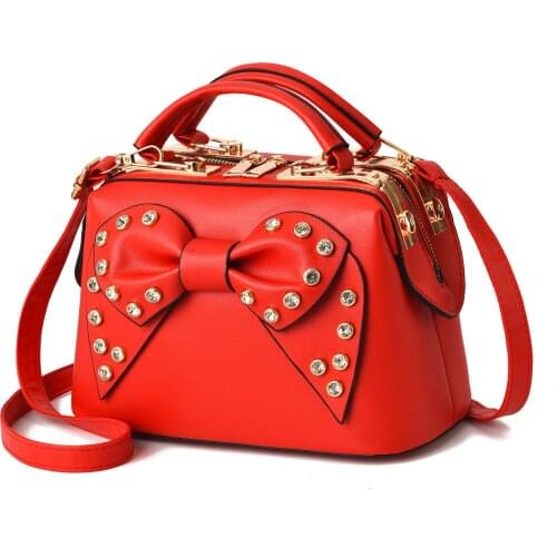 2020 New Fashion Trend Solid Color One Shoulder Crossbar Soft Surface Zipper Bowknot Decorate Sweet Versatile