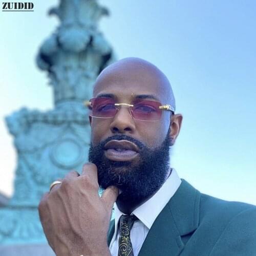 New Fashion Sunglasses For Men Super Clear Rimless Sunglasses Ocean Slice Diamond Cut Glasses Trend Classic Driving Square Gafas