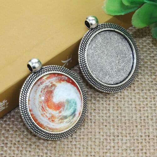 5pcs/lot 25mm Inner Size Zinc alloy Simple Necklace Pendant Cameo Cabochon Base Base Tray Bezel Blank F-020114