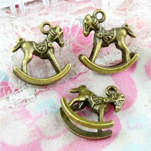 60pcs Vintage Horse Charms Pendant For Jewelry Making Antique Bronze Color Rocking Horse Charms 15.5*14MM