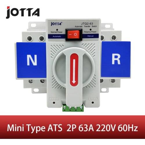 2P 63A 230V MCB type white color Dual Power Automatic transfer switch ATS Rated voltage 220V /380V Rated frequency 50/60Hz