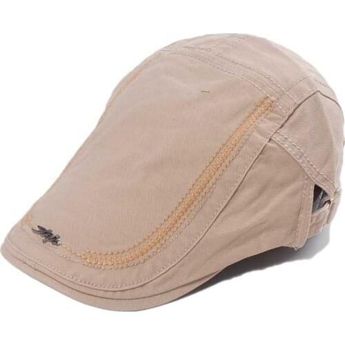 2021 NEW Summer Fashion Men Berets Flat Hat Embroidery Cotton Visor Caps Vintage Flat Casual Beret for Mens Adjustable