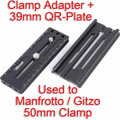 Quick Release Plate + Clamp Adapter Converter for 39mm Arca-Swiss Fit QR-Plate Used to 50mm Manfrotto / Gitzo Tripod Fluid Head