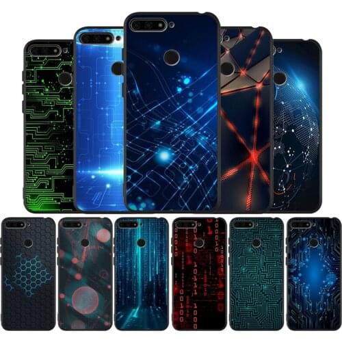 Technology Circuit black Silicone Phone Case For Huawei honor 30 20 Pro 8 8X 9 10 20 Lite Mate 10 20 30 Lite Pro cover
