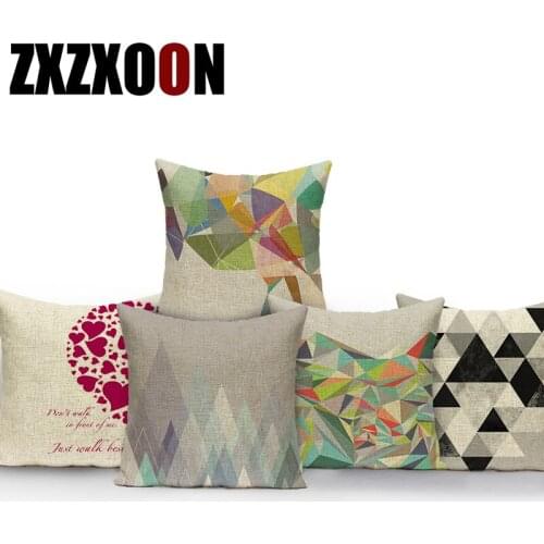Polyester Abstract Geometric Trees Mountain Decorative Pillows Case Cojines Decorativos Para Sofa Cushion Cover for Bed Room