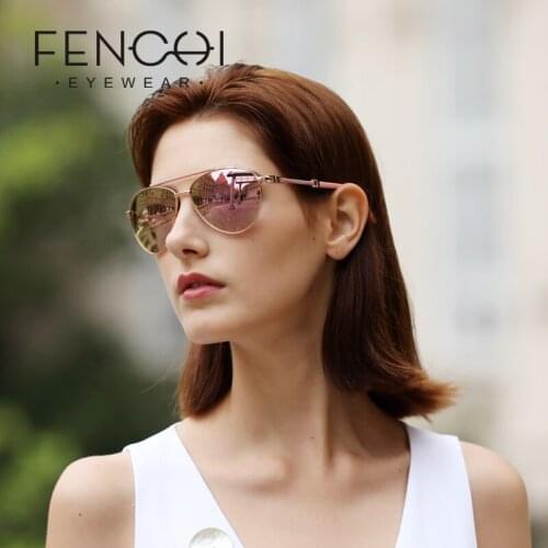 FENCHI Sunglasses Women Brand Designer Glasses Driving Pilot vintage Sunglasses retro mirror oculos feminino Zonnebril Dames