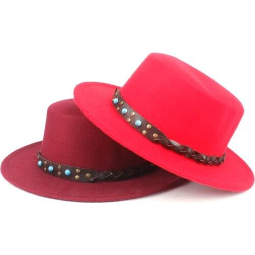 2019 New Fashion Wool Flat Top Hat For Men Women Fedora Wide Brim Hat Party Hat Panama Hat Size 56-58CM