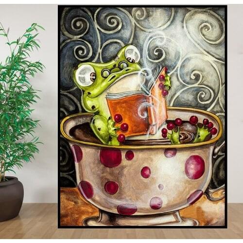 5D Full Square Diamond Painting Animal Frog Book Diamond Mosaic Beads Embroidery Needlework Cross Stitch Kit Rhinestone Pictures