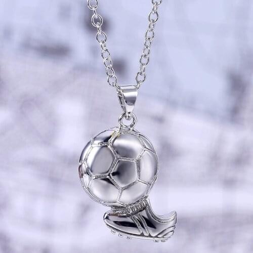 JK Play Football Shape Pendant Sporty Jewelry Salute to Football Charm Necklace Birthday Party Gift Nice Option Soccer Fans