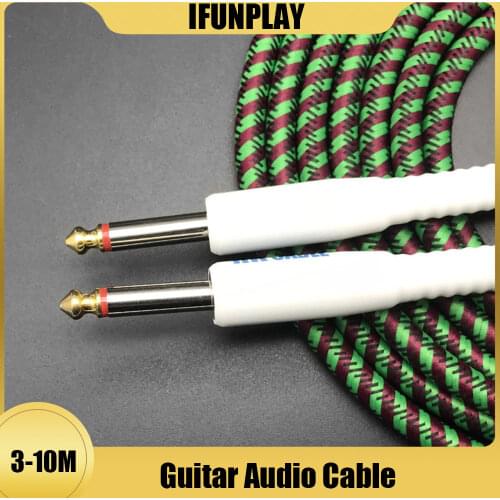 Multi Color Electric Guitar Cable Bass 3/5/6/10 Meters Musical Cable Cord 1/4 Inch Straight Plug Noise Reduction Shielded Cable