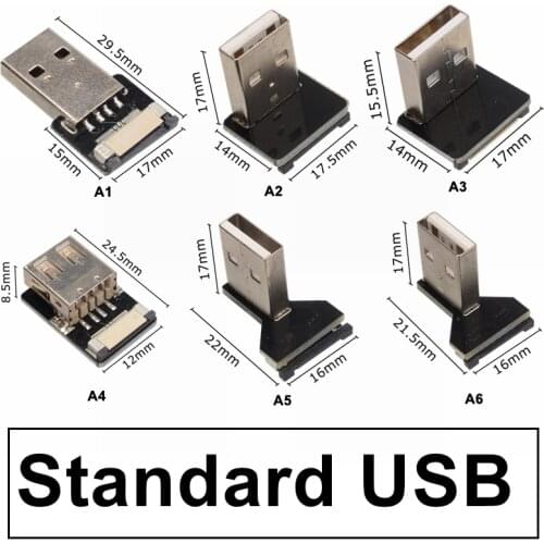 USB 2.0 Type-A Male to Type-C Male Up/Down Angle USB Data Sync & Charge Cable type c Cord Connector adapter FPC FPV Flat