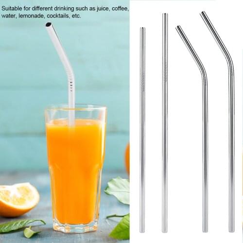 Stainless Steel Metal Reusable Straignt Bent Drinking Straws Fruit Juice Straight Straw 21.5cm