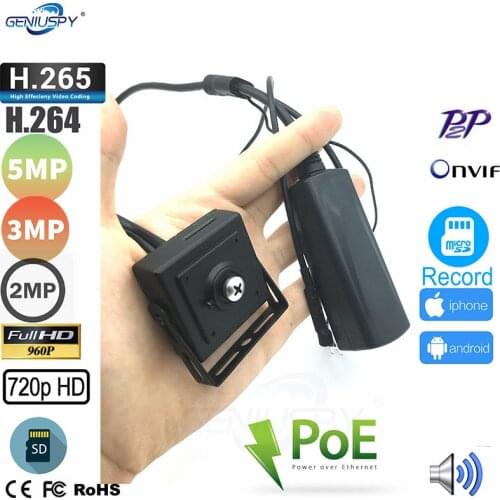 Geniuspy 720P 960P 1080P 3MP 5MP SD Card Slot Covert POE Mini IP Camera Video Audio Onvif Security CCTV Indoor Conceal Cam Camhi