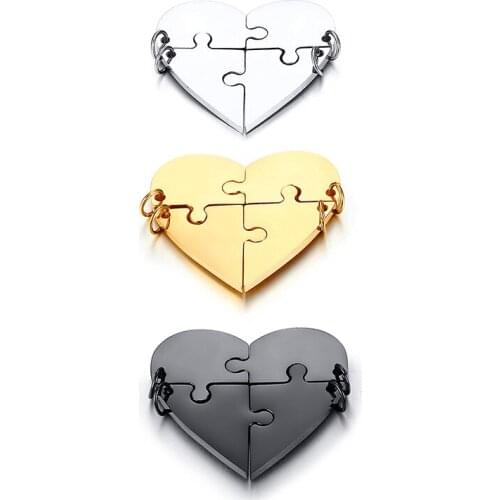 Fashion Gold Black Heart Shape Necklaces For Women A Set of Four Family Pendants Necklaces Female Jewelry Top Quality