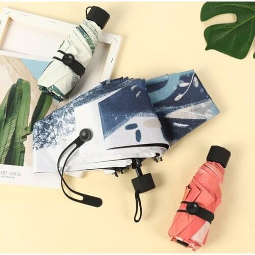 8K Fashion Five-Folding Umbrella with Windproof Waterproof Strip Cartoon Ink Painting Animal Umbrella for Male and Female