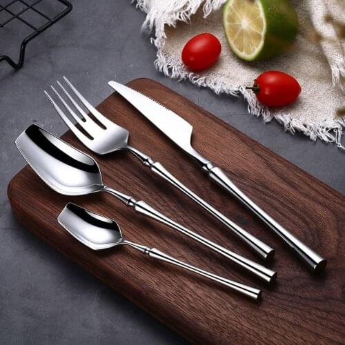24Pcs/set Dinnerware Set 304 Stainless Steel Silverware Tableware Luxury Cutlery Set Flatware Knife Fork Spoon Dishwasher Safe