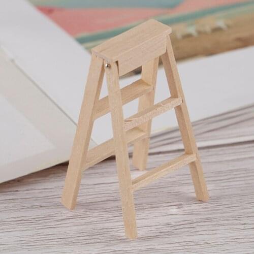 New Wooden Ladder 1:12 Dollhouse Miniature Furniture Toys