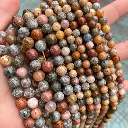 New Arrivial Natural Smooth Round Ocean Jaspers Loose Beads 6 8 10mm Pick Size Spacer Beads For Jewelry Making DIY Bracelet 15