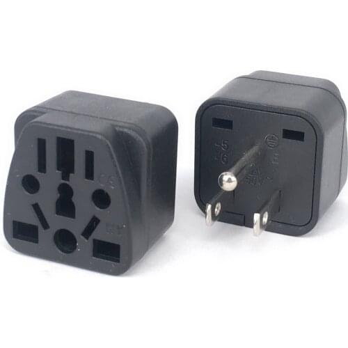 NEW US Travel Plug Adapter EU/UK/AU/in/CN/JP/Asia/Italy/Brazil to USA (Type B) Conversion plug 3 Prong Grounded USA Wall Plug
