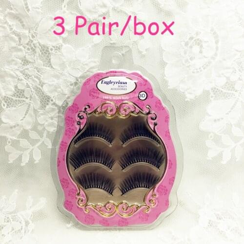 2015 New package 3 pair 3D mink eyelash 100% real mink Handmade Crossing lashes 3d20 individual strip thick lash free shipping