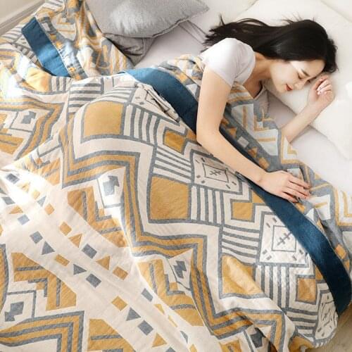 Nordic throw blanket geometric gauze double single sofa towel cotton air conditioning blanket for beds nap cool quilt bed spread