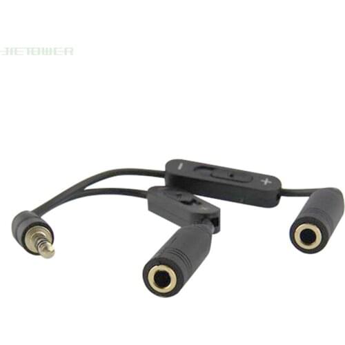 1 to 2 audio Earphone Y splitter line Control Voice volume 3.5mm Audio cable for iPhone iPod iPad with volume up down 300pcs/lot
