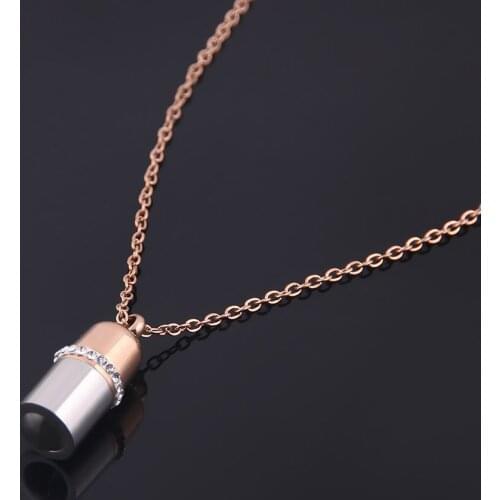 Capsule Pendant 100 languages I love you Projection Necklaces Rose Gold Crystal Choker Necklace Collares Jewelry