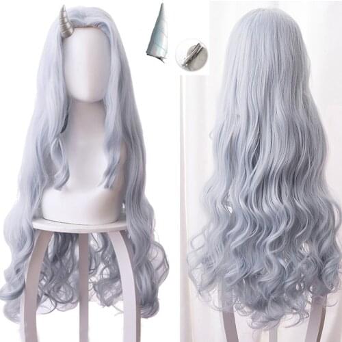 2020 New Anime My Hero Academia Eri Chisaki Woman Gray Blue Wig Cosplay Heat Resistant Synthetic Wigs + Wig Cap