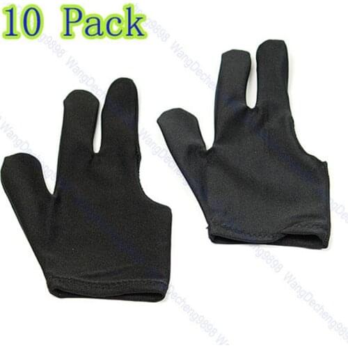10PCS/LOT Cue Billiard Pool Shooters 3 Fingers Gloves Black