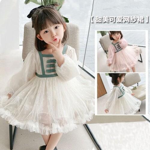 Kids Princess Dress Autumn New Baby Girl Long Sleeve Net Yarn Tutu Dress Sweet Cute Childrens Girl Dresses 2021 Kids Clothing