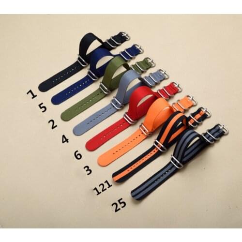 New 5 Ring Watchband Military Quality Nylon ZULU NATO 20mm 22mm 24mm G10 Watch Strap Black Multiple color selection