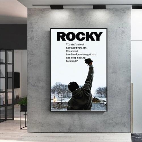 Rocky Balboa Boxing Bodybuilding Canvas Painting Posters and Prints Wall Art Motivational Picture for Living Room Decor Cuadros