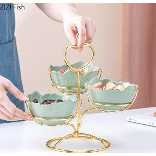 Luxury Home Living Room Snacks Platter Fruit Plate Birthday Party Dessert Cake Stand Creative Multi-layer Candy Salad Tableware