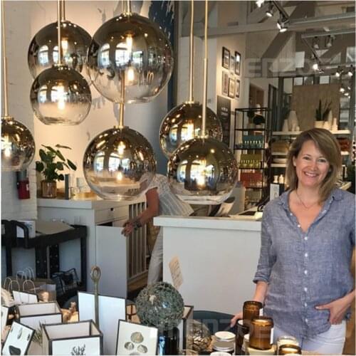 Modern Glass Pendant Lights Silver Gold Clear Glass Ball Hanging Lamp Kitchen Light Fixture Dining Room Combination Luminaire