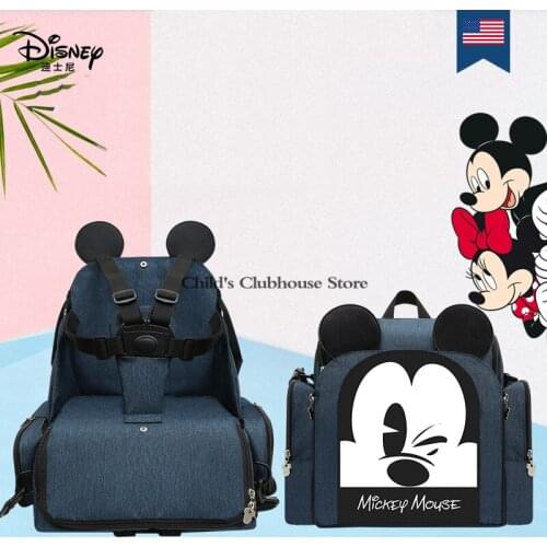 Disney Double Shoulder Mommy Bag Multifunctional Large Capacity Baby Going out Portable Stool-style Mommy Bag Travel Bag