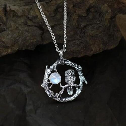 Creativity Retro Exquisite Fashion Owl Star Moonstone Pendant Necklace Woman Charm Party Jewelry Accessories Gift