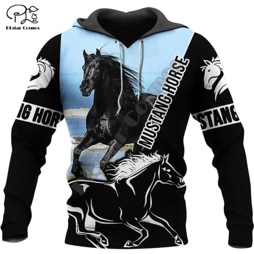 PLstar Cosmos Horse Tattoo Animal Funny Streetwear Harajuku Trucksuit Autumn Sweatshirt 3DPrint Men/Women Pullover Hoodies D-13