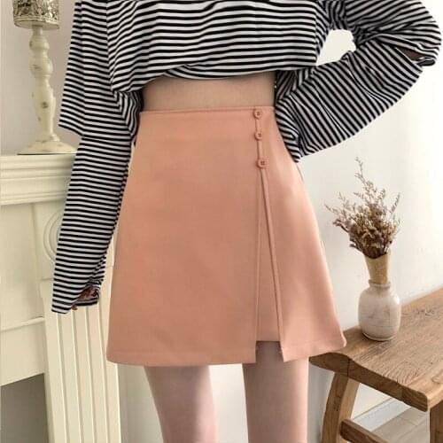 Skirts Women Mini Solid Candy Color Kawaii Girls Cute Friends High Waist Slim Stylish Fashion Skirt Comfortable Mujer Faldas