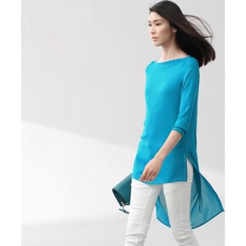 2020 Candy Color Women Blouses Shirts three quarter Sleeve Chiffon Blouse Casual Shirt Top larger Size blusas femininas 4XL 5XL