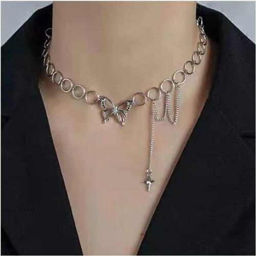 Punk Hollow Butterfly Necklace Gothic Necklace Womens Clavicle Necklace Jewelry Wholesale 2021 New