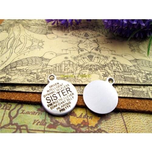 10pcs-stainless steel Charms "SISTER" DIY Charms Pendants for necklace/bracelet/keychain DIY jewelry