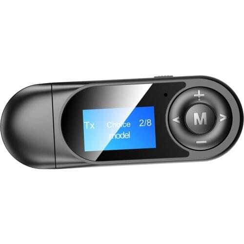 2 in 1 LCD USB Bluetooth 5.0 Adapter 3.5mm Stereo Audio Receiver Transmitter Machine Hand-free Call